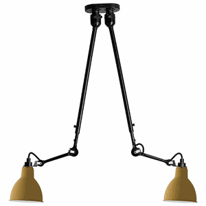 Lampe Gras N302 Taklampe Double Matt Sort & Matt Gul