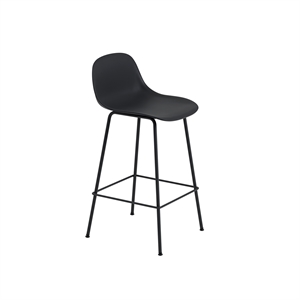 Muuto Fiber Barkrakk med Base og Ryggstøtte Sort/ Sort H87,5 cm